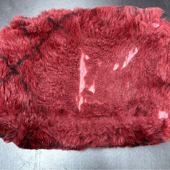 Chanel Rare Black Burgundy Fur Diamond Quilted Classic Flap Bag - Picture 6 of 9